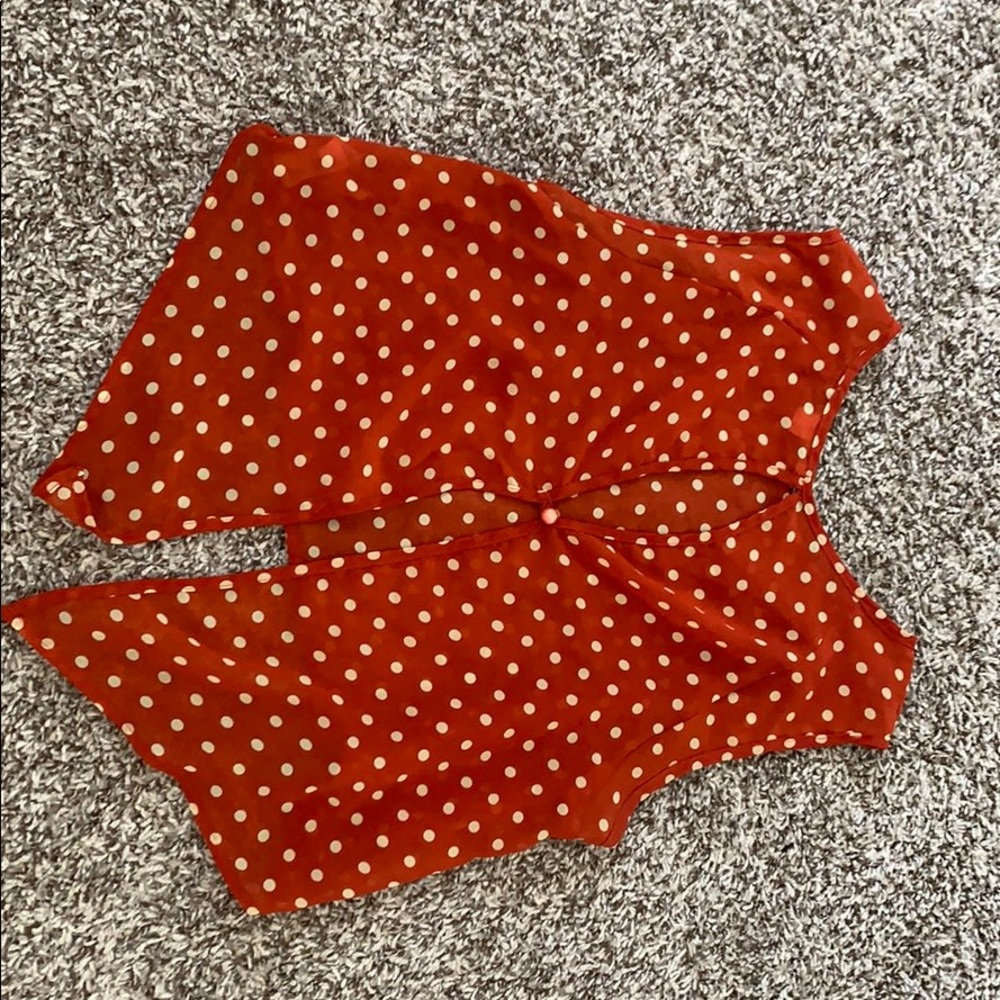 Orange polkadot top with buttons on the back - Picture 2 of 2